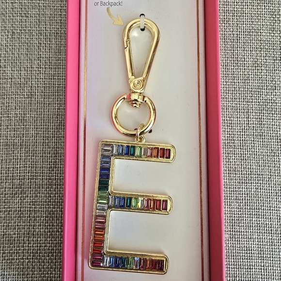 Handbag Charm Keychain True to Form Initial Letter E Gold Purse Backpack Bag - Picture 3 of 3